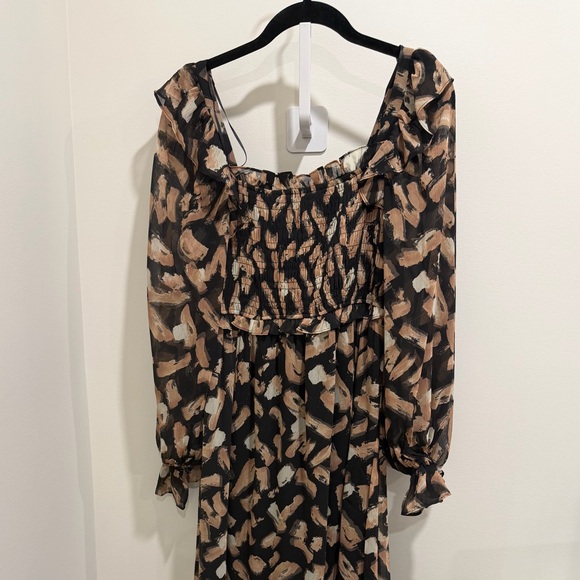 Moon River Square Neck Long Sleeve Smocked Maxi Small NWT- Anthropologie NWT - Picture 3 of 7